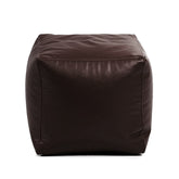 Genuine Cowhide Leather Square Ottoman Pouf Footrest Brown - SkinOutfit